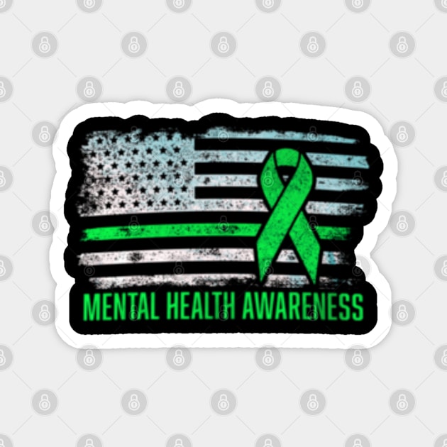 Mental health awareness usa flag Magnet by Dreamsbabe