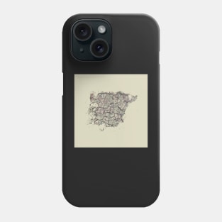 Spain antique map mottled faded digitally modified Phone Case