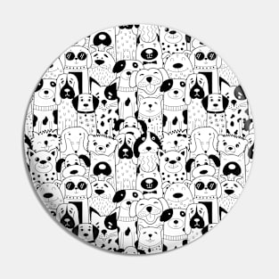 Dogs Pattern Design Black and White Pin