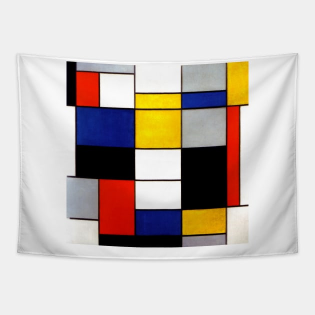 Piet Mondrian Fauvism Grunge Yellow Red and blue texture Post Impressionim Tapestry by CONCEPTDVS