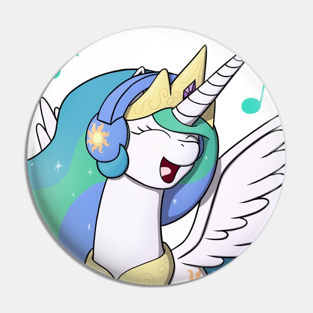 Celestia with Headphones Pin by Heartbeat Unicorn