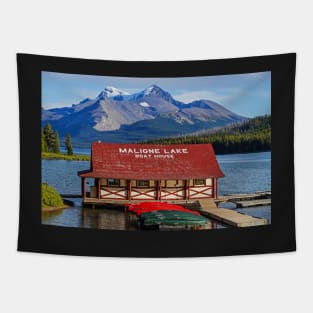 Jasper National Park Maligne Lake Boat House Albert Canada Tapestry