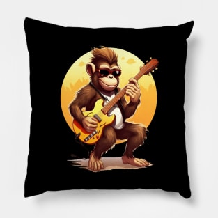 Monkey Playing Guitar Pillow