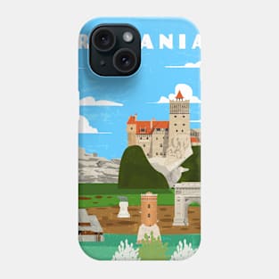 Romania. Retro travel minimalist poster Phone Case