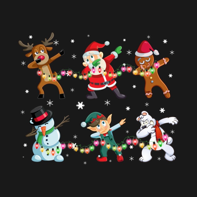 Funny Dabbing Santa and Friends TShirt Christmas Gift by DarkBruhh