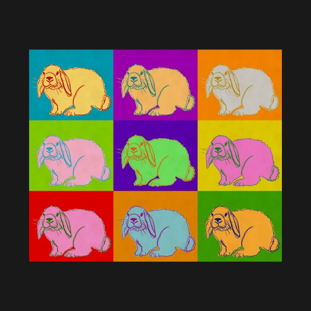 Lop Rabbit Popart French Holland Mini Rabbits Andy Warhol Inspired Bright Cute Bunny Bunnies by joannejgg