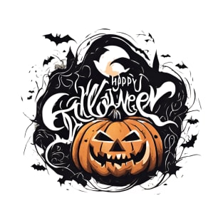 Happy Halloween typography poster with handwritten calligraphy text illustration T-Shirt