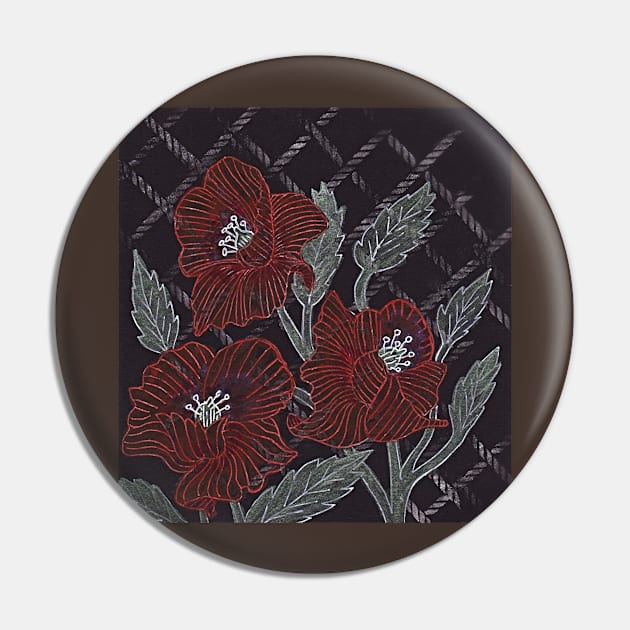 Trellis Poppies Pin by MagsWilliamson