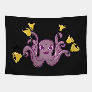 Octopus Ringing Handbells Cartoon Tapestry