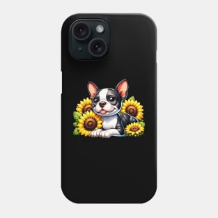 Boston Terrier And Sunflowers Phone Case