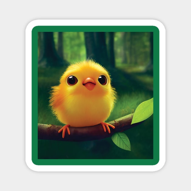 Cute Fluffy Chick or Baby Yellow Bird Magnet by Geminiartstudio