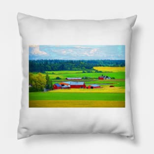 Red Barns in Coupeville Washington Pillow