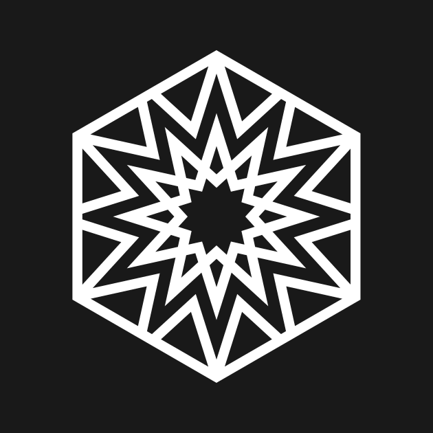 White Minimalist Geometric Glyph Mandala Sigil Rune 420 by Holy Rock Design