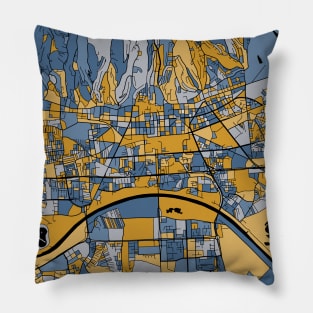 Zagreb Map Pattern in Blue & Gold Pillow