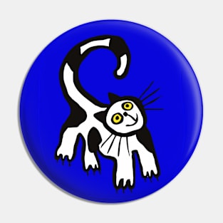 Black and White Cat in Blue+ Pin