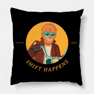 Shift Happens Biker Werewolf Pillow