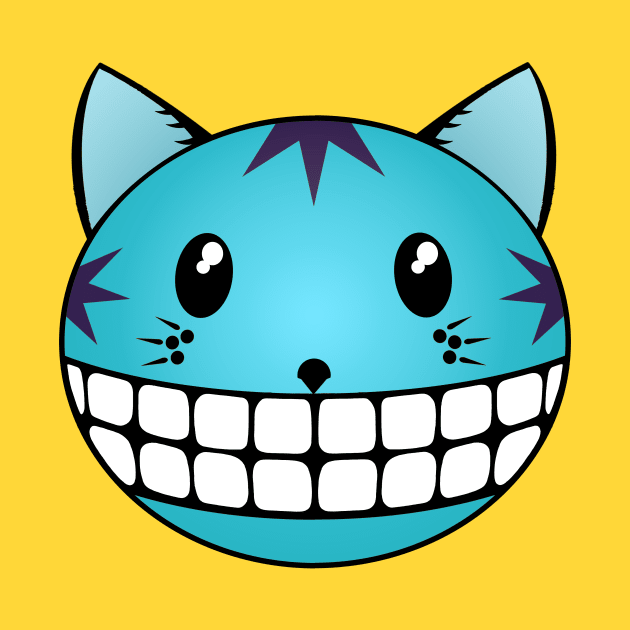 Tabby Cat Blue with Cheshire Grin by RawSunArt