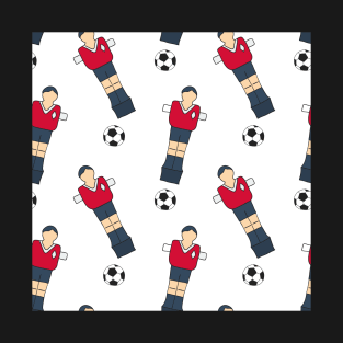 Pattern with old school table football players and ball T-Shirt