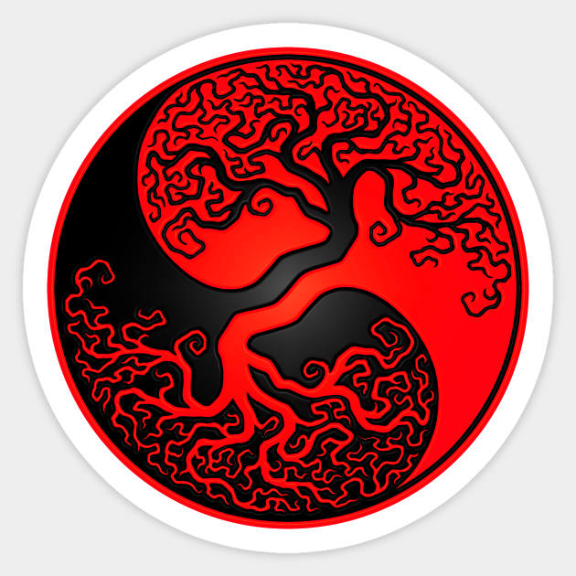 Red and Black Tree of Life Yin Yang - Yin Yang - Sticker | TeePublic