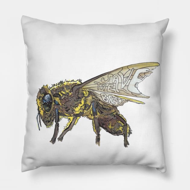 Save The Bees Pillow by Visual Intrigue