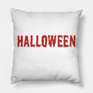 Halloween Word in Creepy Red Dripping Blood Lettering Pillow