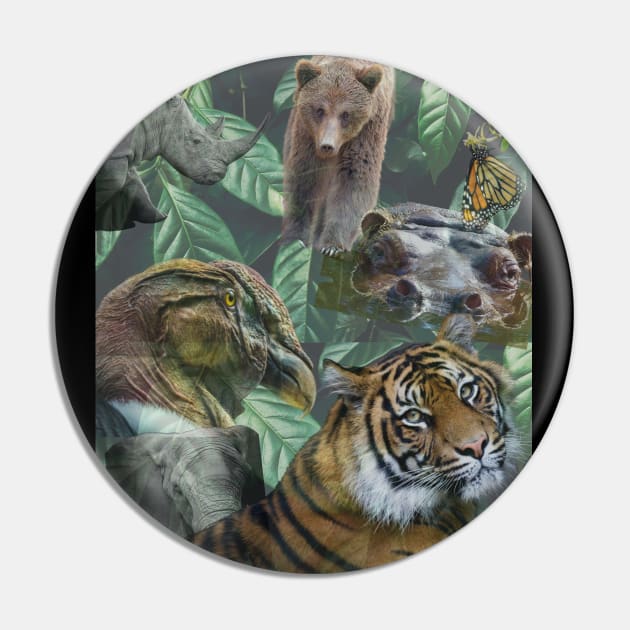 Digital Photo Collage Endangered Species Design Pin by Earthwearableart