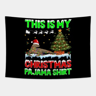 Komodo this is my Christmas pajama shirt - funny Christmas pajama shirt gift Komodo lover - Komodo with Santa hat Christmas shirt Tapestry