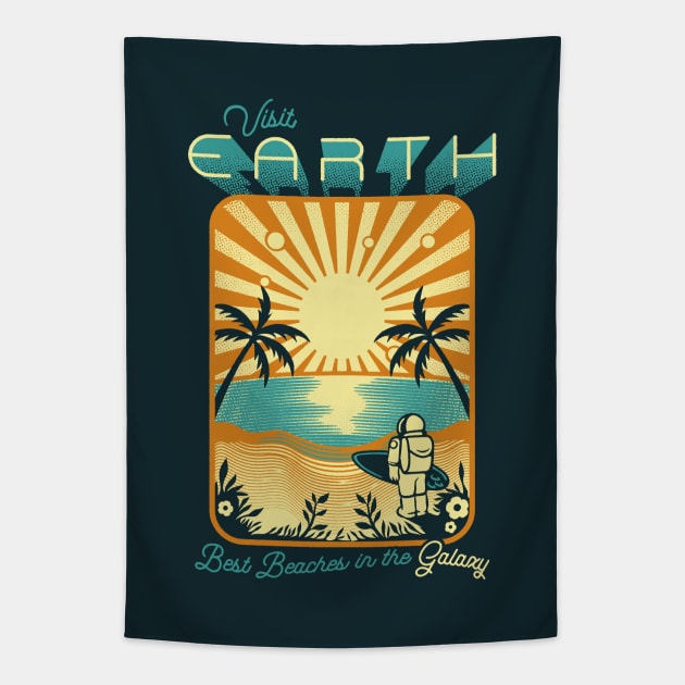 Astronaut Visit Earth Minimalist Surf Design by Tobe Fonseca Tapestry by Tobe_Fonseca