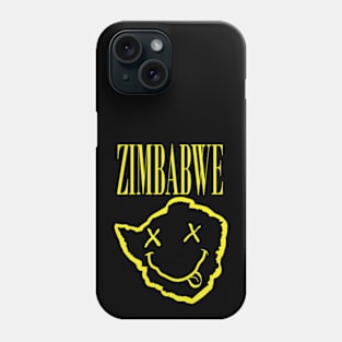 Vibrant Zimbabwe Africa x Eyes Happy Face: Unleash Your 90s Grunge Spirit! Smiling Squiggly Mouth Dazed Smiley Face Phone Case