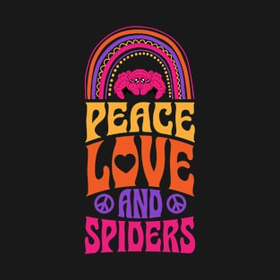 Peace Love and Spiders Bohemian Rainbow Psychedelic Hippie T-Shirt