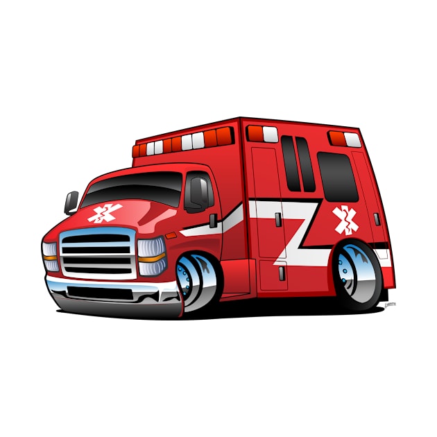 Paramedic EMT Ambulance Rescue Truck Cartoon by hobrath