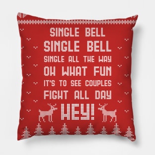 Single Bell, Christmas Ugly Sweater for Singles Pillow