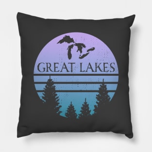 Great Lakes Lake Huron Superior Michigan Erie Ontario Silhouette Souvenir Pillow