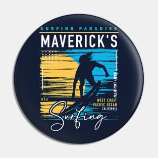 Retro Maverick's Beach Surfing // Surfers Paradise // Surf California Pin