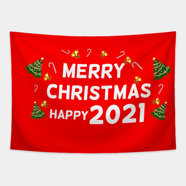 Merry Christmas Happy 2021! Tapestry by Riv0x