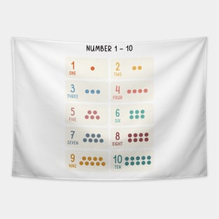 Numbers Educational Art in Muted Boho Rainbow Colors for Kids Tapestry