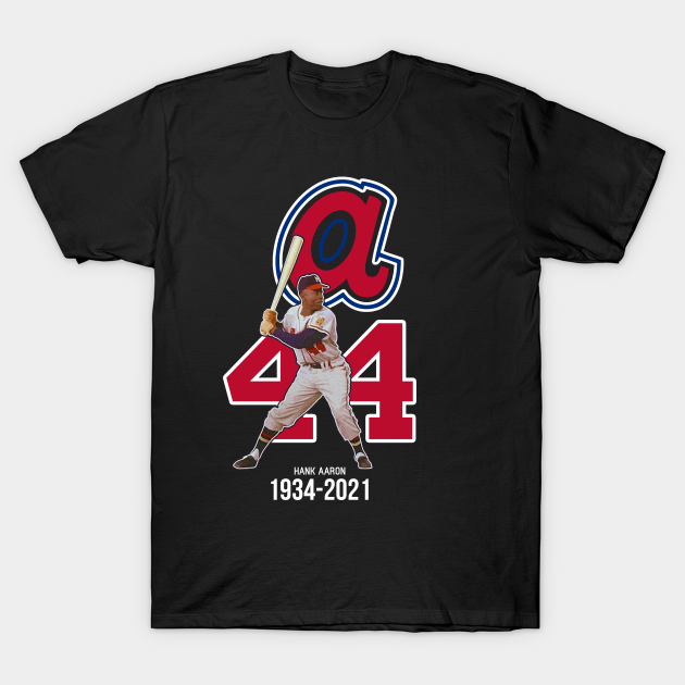 Men’s Nike Hank Aaron Atlanta Braves Cooperstown Collection Name & Number  Royal T-Shirt