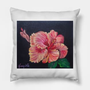 Pretty Orange Hibiscus Pillow