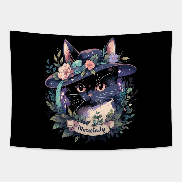 Cottagecore Fairycore Cat Gifts Girls Womens Meowlady Cat Tapestry by KsuAnn