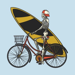 Surfer Skeleton on a Bike T-Shirt