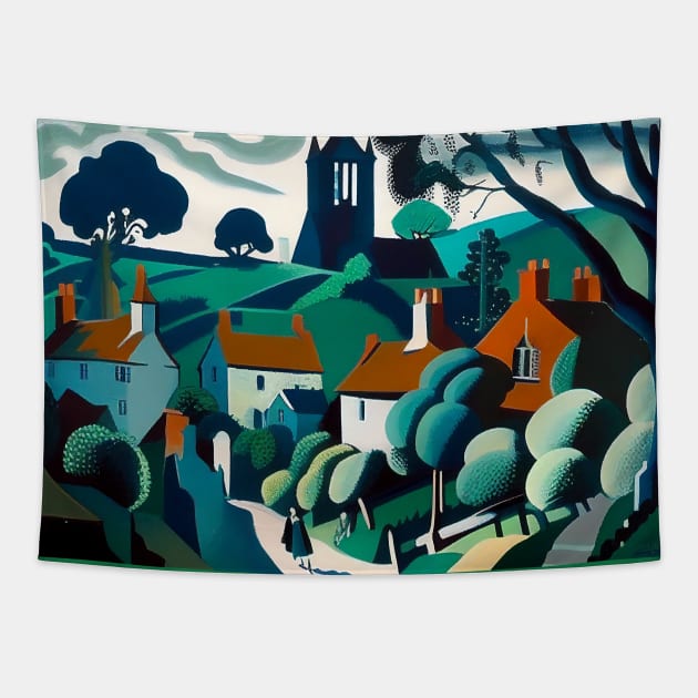 English Country Village Landscape Tapestry by Walter WhatsHisFace