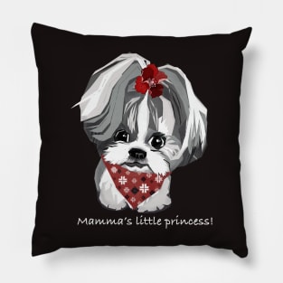 Shih Tzu Dog’s Cute Portrait in Digital Pop Art Style Pillow