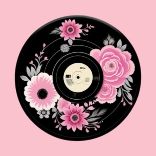 Pink Flower Vinyl Record T-Shirt