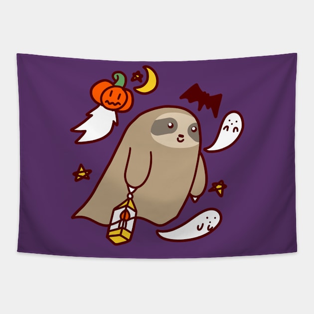 Halloween Ghost Sloth Tapestry by saradaboru