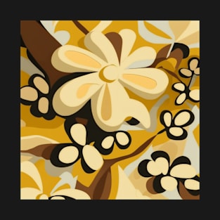 Groovy 1970 vibe flowers in cream, yellow and brown. T-Shirt