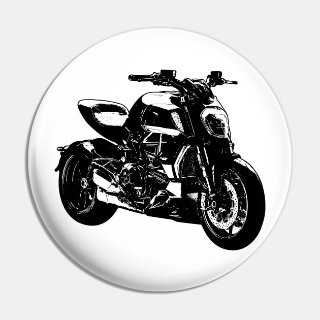 Diavel 1260S Bike Sketch Art Pin by KAM Std