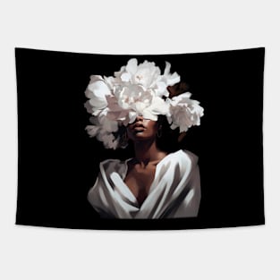 White Flower On Black Women Tapestry