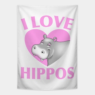 I LOVE HIPPOS PINK Tapestry