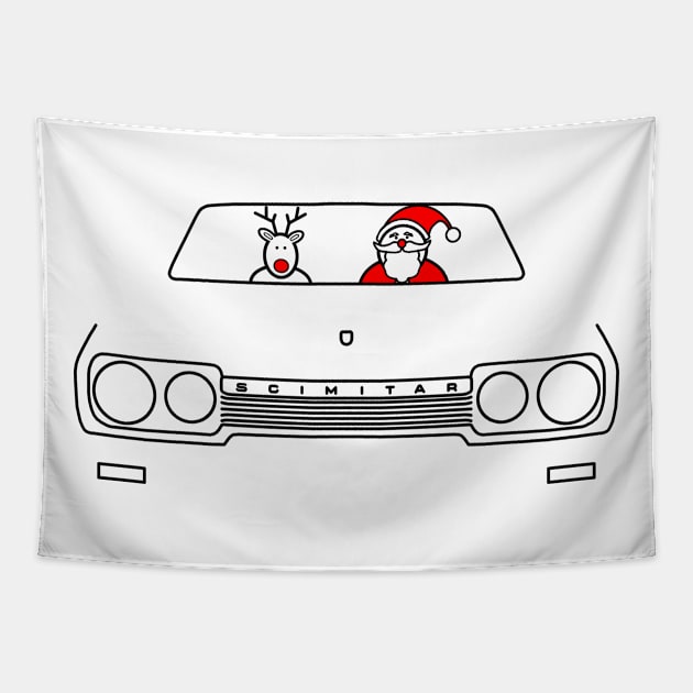 Reliant Scimitar classic British car Christmas special edition Tapestry by soitwouldseem