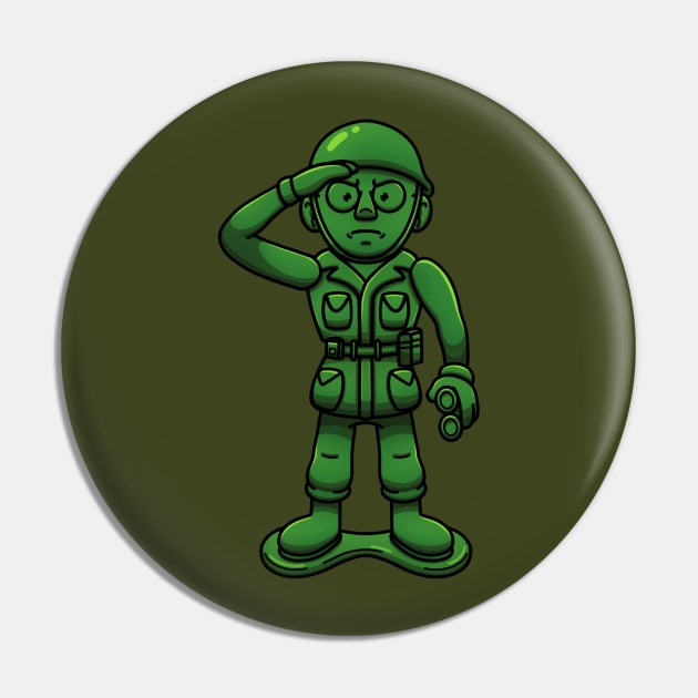 Green Military Soldier Toy Sergeant Saluting Pin by TheMaskedTooner